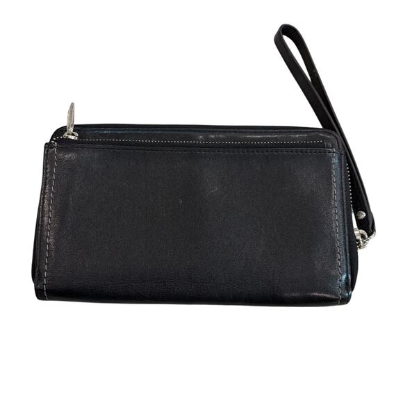 Tumi Zip Around Wristlet Wallet Leather Black Small - Picture 2 of 10